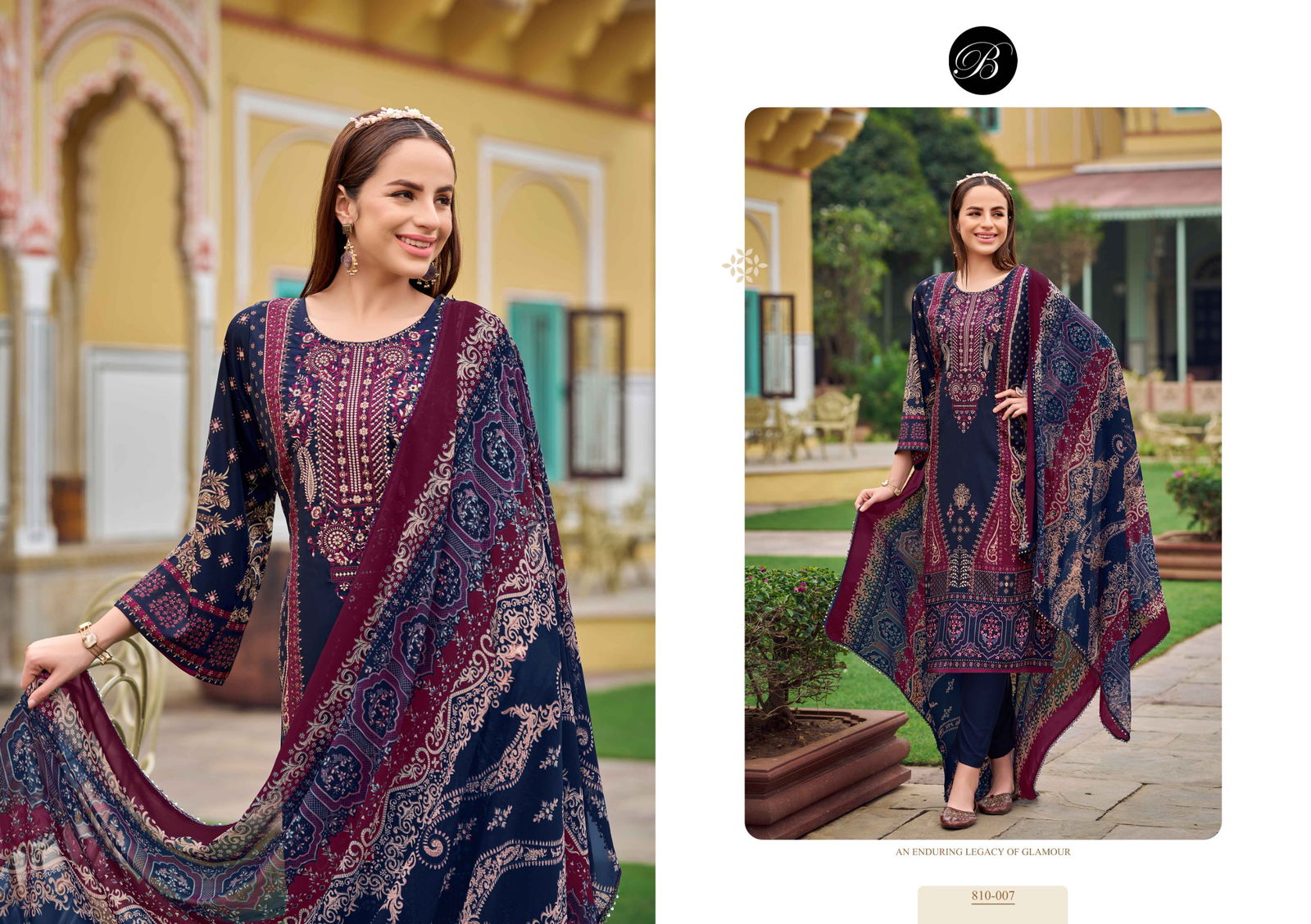 Gazal Vol 2 By Belliza Crepe Embroidered Dress Material Exporters In India